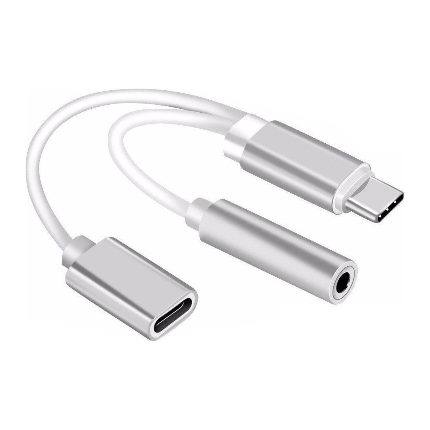 USB Type C to 3.5mm Headphone and Charger Adapter,2-in-1 USB C to