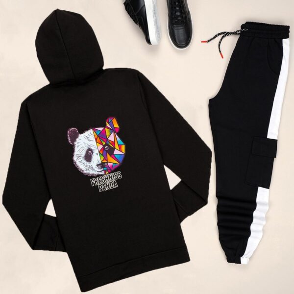 Hooded Back Printed Panda Tracksuit Set