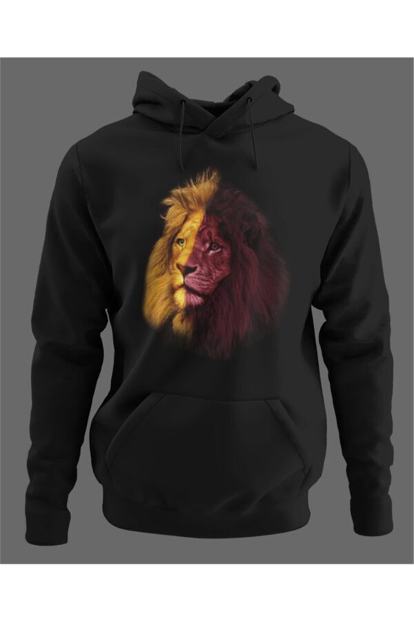 Aslan Digital Printed 3 Thread Raised (Cotton Inside) Black Hoodie Sweatshirt Hooded