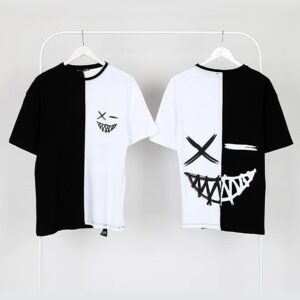Back Printed Design Tshirt TSH-Black-White-Emoji