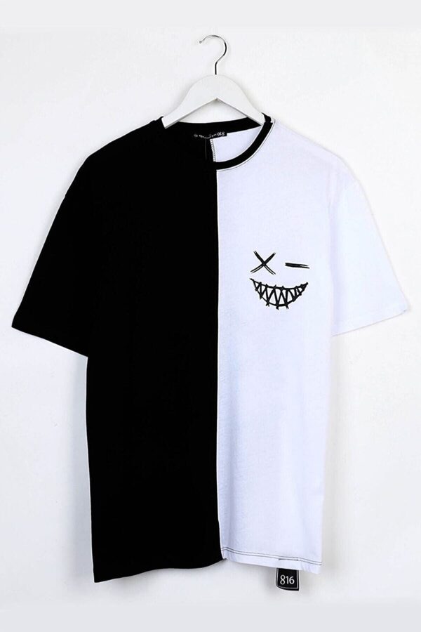 Back Printed Design Tshirt TSH-Black-White-Emoji