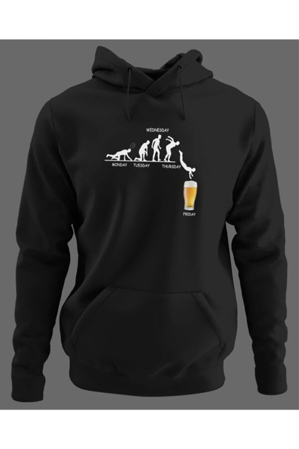 Beer Days Digital Printed 3 Thread Raised (Cotton Inside) Black Hoodie Sweatshirt Hooded