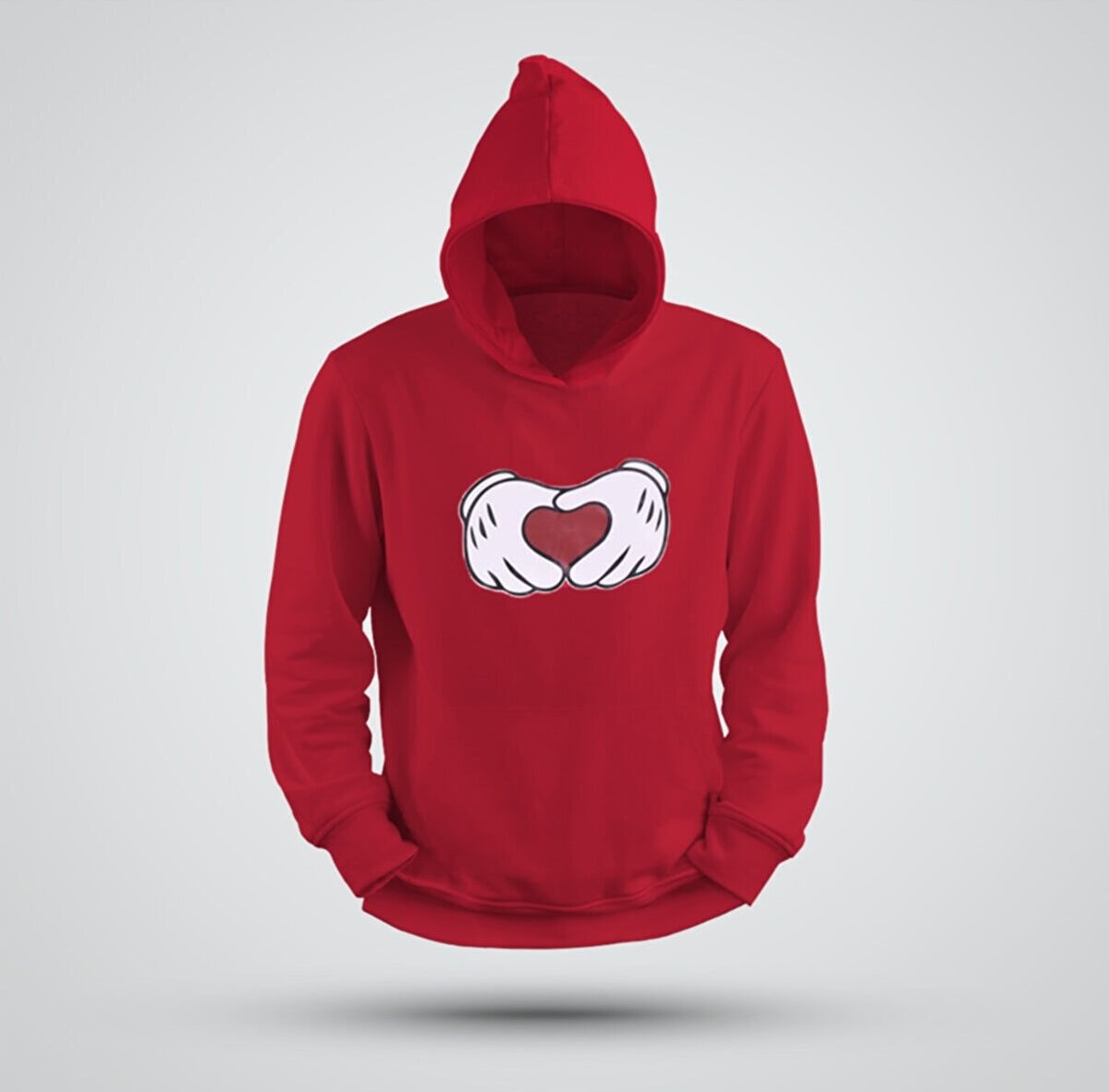Hooded Palm Heart Sweatshirt SWT-Pankle-Red