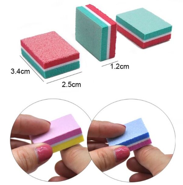 10 pcs/lot Colorful Mini Nail File Block Double Side Sponge Nail Files Gel Nail Polish Sanding Buffer Strips Manicure Tools Set