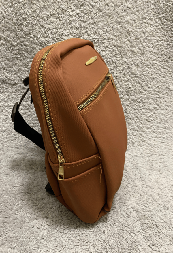 Women’s Dark Mink Zipper Detailed Backpack