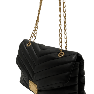 Women's Black Chain Strap Quilted Shoulder Bag