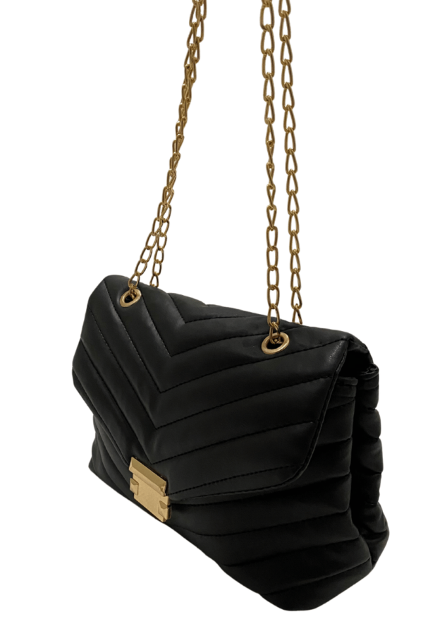 Women's Black Chain Strap Quilted Shoulder Bag