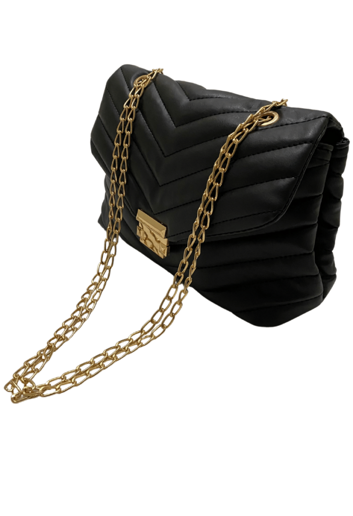 Women's Black Chain Strap Quilted Shoulder Bag