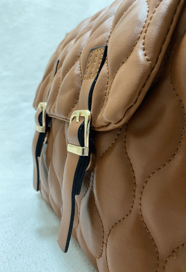 Women’s Mink Belt Detailed Embroidered Backpack Brown