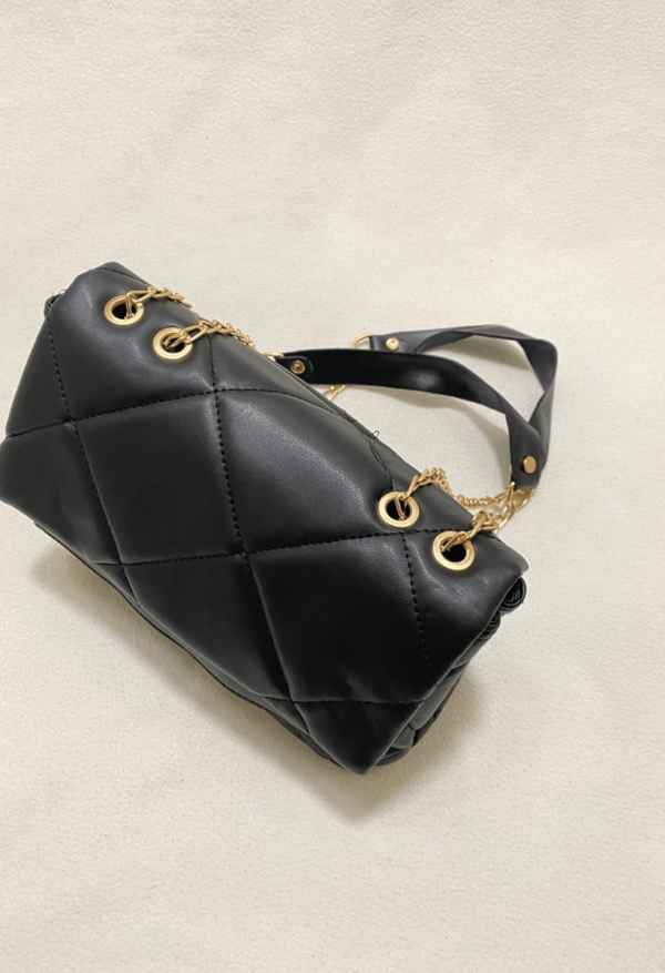 Women’s Black Chain Strap Embroidered Shoulder Bag