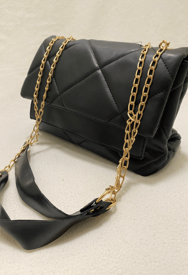 Women’s Black Chain Strap Embroidered Shoulder Bag